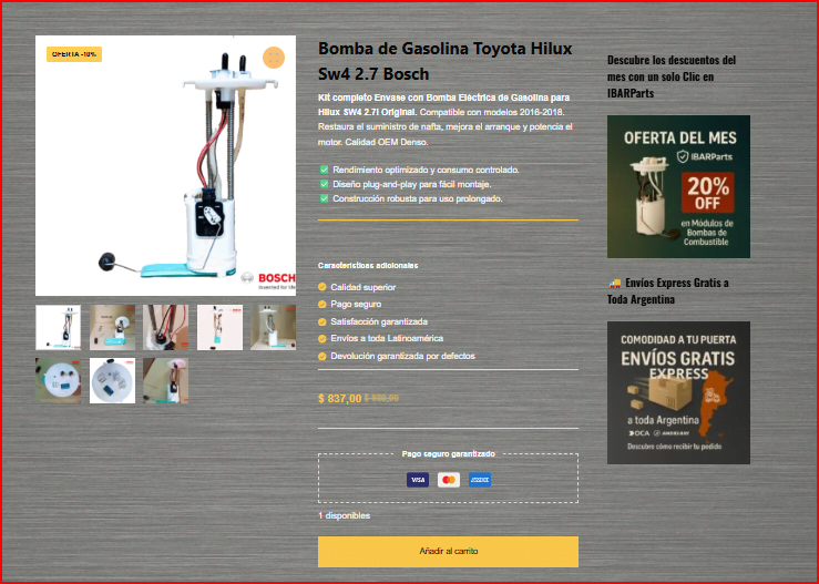 Cómo Comprar Imagen de la publicacion del producto en su pagina dedicada detallada.