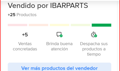 Quienes Somos Reputación de IBARParts en Mercado Libre, con color verde, indicando buena atención y envíos a tiempo.
